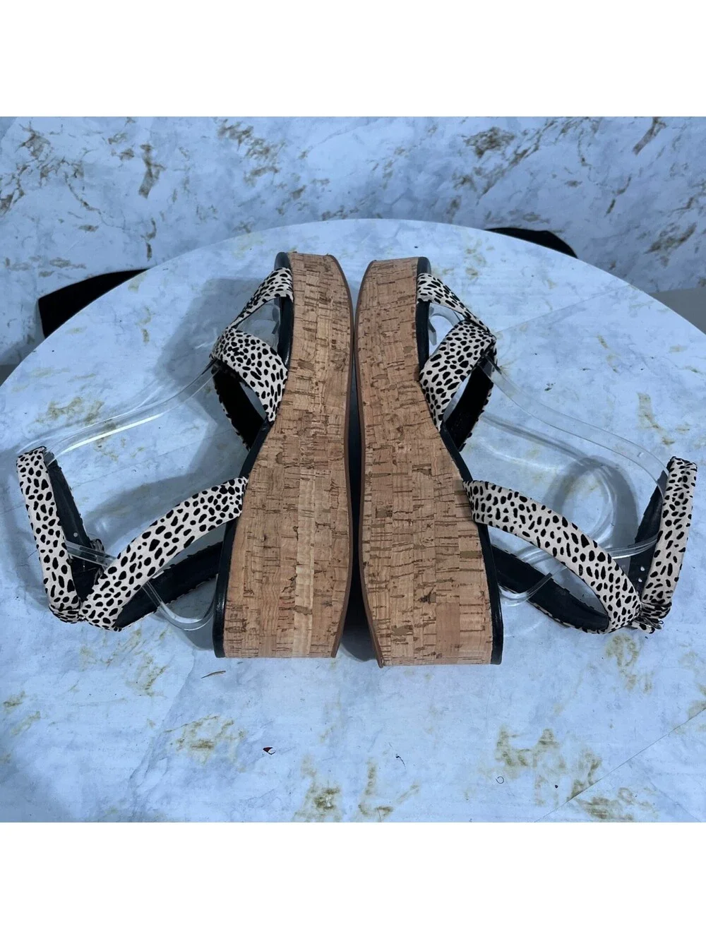 Gianni Bini Women's Size 11M Shoes Brown Black Cheetah Strappy Platform Sandals